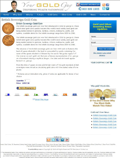 Your Gold Guy British Sovereign Gold Coin Page